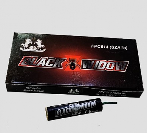 Петарды Фитильные (КОРСАР 6 )  BLACK WIDOW  FPC614   ( ЦЕНА ЗА 1 ШТ , упаковка 10 шт )