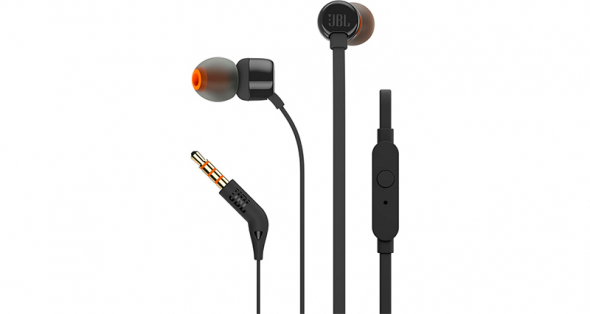 Гарнитура JBL T 110, черная, затычки, кабель 1,2 м.