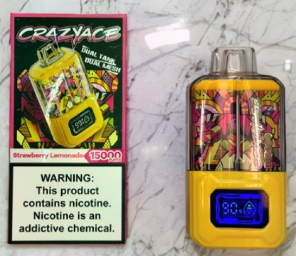 Одноразовая (Одноразка) электронная сигарета  Crazyace 15000 Клубника-арбуз