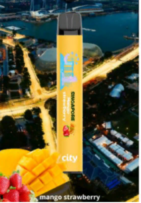 ОДНОРАЗОВЫЕ ЭЛЕКТРОННЫЕ СИГАРЕТЫ  CITY STREETS SINGAPORE MANGO STRAWBERRY (СИНГАПУР) 550 ЗАТЯЖЕК