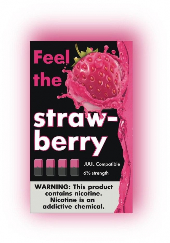 КАРТРИДЖИ FEEL the strawberry ПОДХОДИТ ДЛЯ JUUL (4 ШТ) 6% 0.7 мл