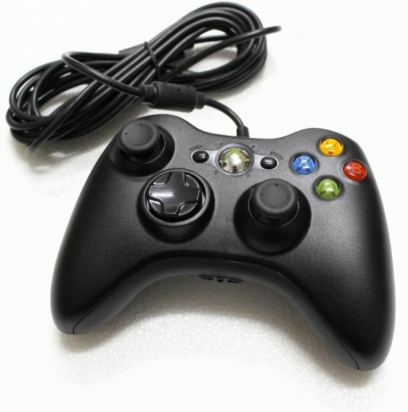 джойстик для Xbox 360 (ИксБокс 360) черный, проводной, оригинал