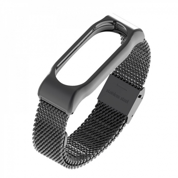 сменный браслет Xiaomi Mi Band 3 миланская петля ( черный )