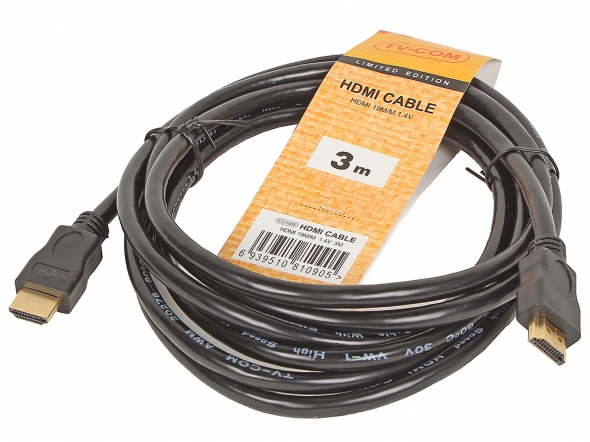 Кабель цифровой TV-COM HDMI19M to HDMI19M, V1.4 (ETHERNET+3D), 3 м.