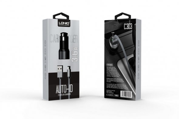 LDNIO азу 2 usb 3.6 А + кабель ( С303 )