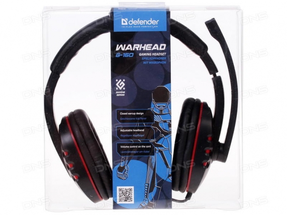 Гарнитура DEFENDER Warhead G-160. Полноразмерная, закрытого типа, игровая.
