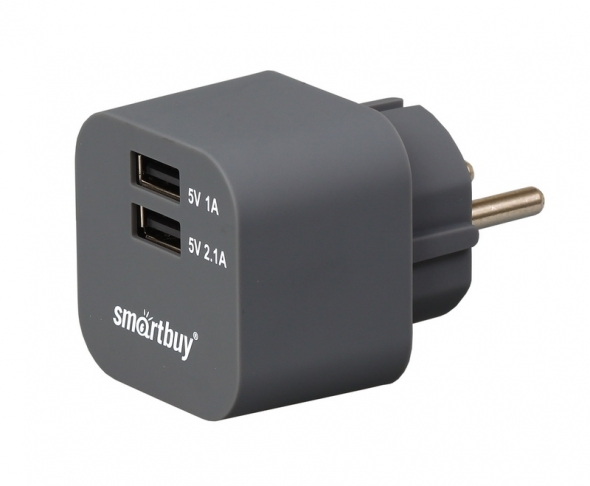 адаптер сетевой smartbuy volt графит 2хusb порта сила тока 3.1 (6 мес гарантии)