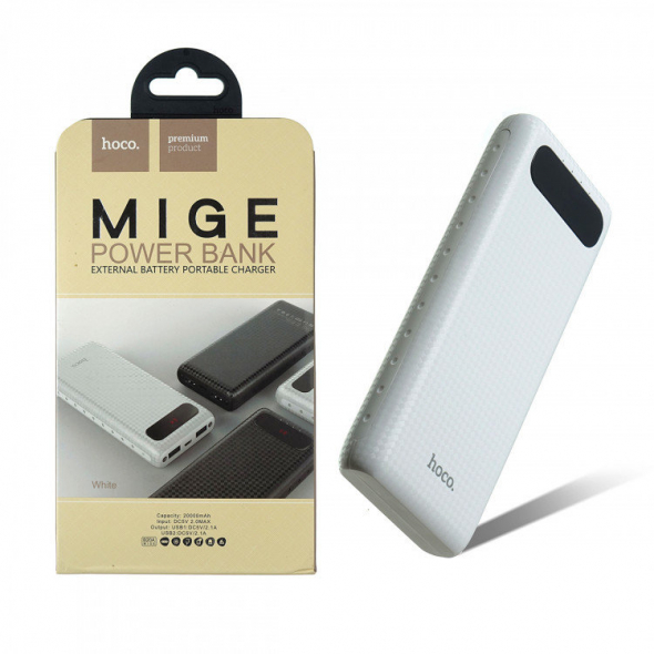 Аккумулятор внешний HOCO B20A BT2A, Mige 20000mAh 2 usb выхода 2.1А